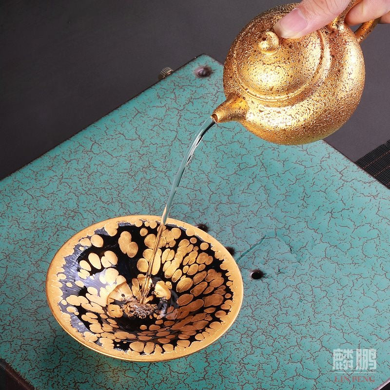 Gold lamp 24K real gold into glaze (黄金盏)