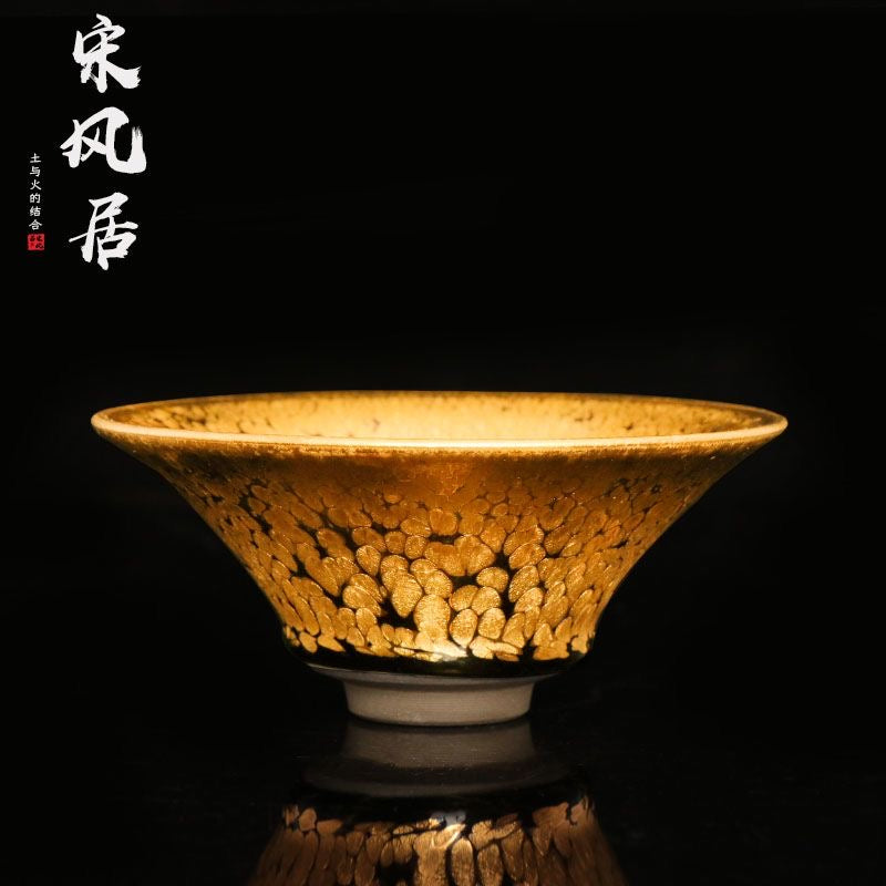 Gold lamp 24K real gold into glaze (黄金盏)