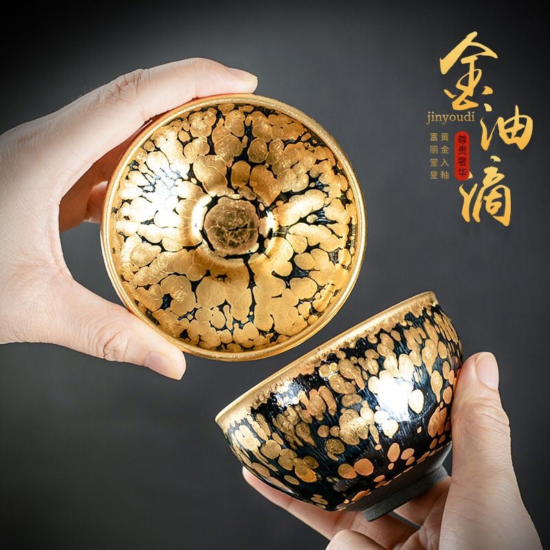 Gold lamp 24K real gold into glaze (黄金盏)