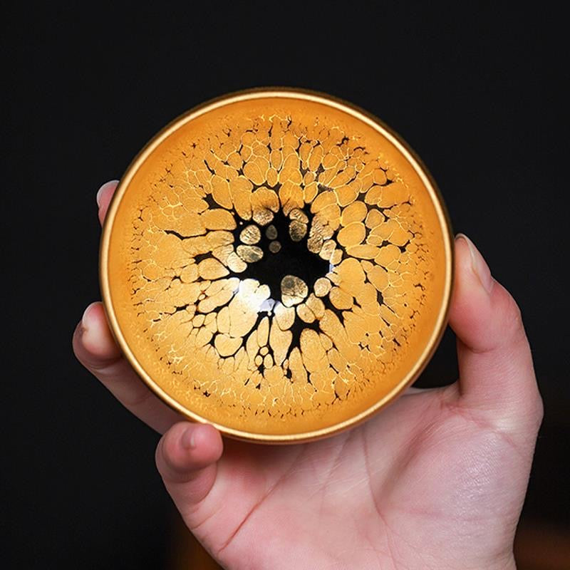 Gold lamp 24K real gold into glaze (黄金盏)